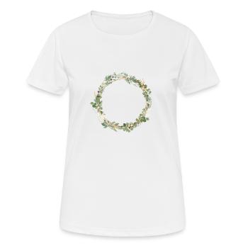 Flowers, eucalyptus wreath, customizable - Women's Breathable T-Shirt - white - Front - AI Model Female 172 dark (172cm)