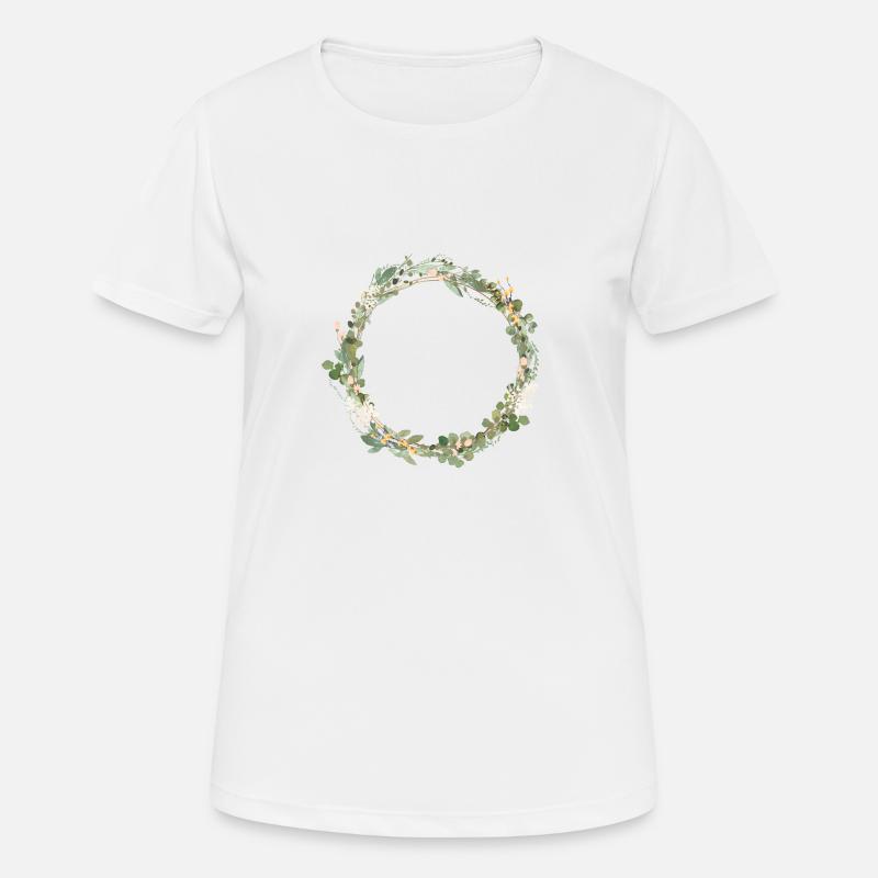 Flowers, eucalyptus wreath, customizable - Women's Breathable T-Shirt - white