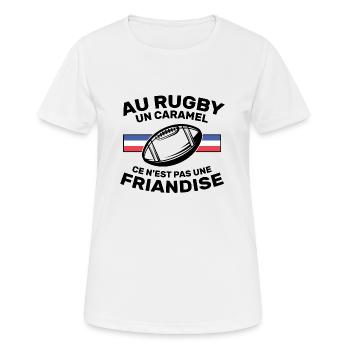 Au Rugby Un Caramel C'est Pas Une Friandise - T-shirt respirant Femme - blanc - Devant - AI Model Female 172 dark (172cm)