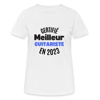 certifié meilleur guitariste en 2023 - T-shirt respirant Femme - blanc - Devant - AI Model Female 172 dark (172cm)