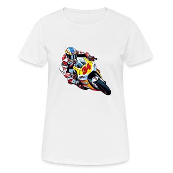 Moto de course n 34 - T-shirt respirant Femme - blanc - Devant - AI Model Female 172 dark (172cm)
