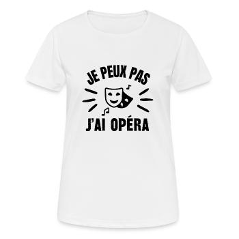 je peux pas j'ai opéra - T-shirt respirant Femme - blanc - Devant - AI Model Female 172 dark (172cm)