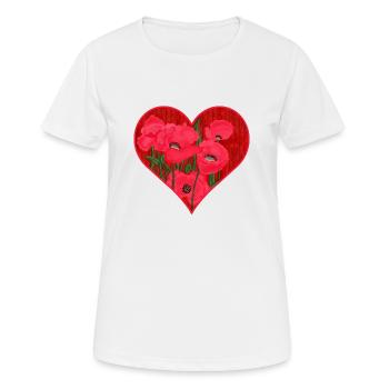 Mohnblumen-Herz - Frauen T-Shirt atmungsaktiv - Weiß - Vorne - AI Model Female 172 dark (172cm)