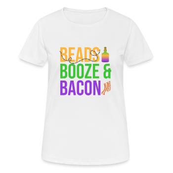 Beads Booze & Bacon Mardi Gras Carnival - Frauen T-Shirt atmungsaktiv - Weiß - Vorne - AI Model Female 172 dark (172cm)