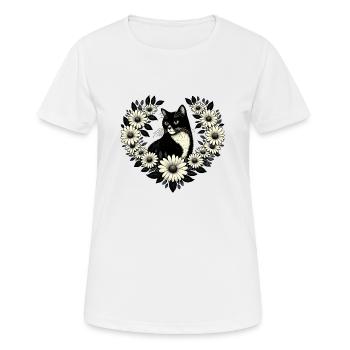 Smoking Katze Gänseblümchen - Frauen T-Shirt atmungsaktiv - Weiß - Vorne - AI Model Female 172 dark (172cm)