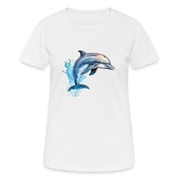 Delfin springend - Frauen T-Shirt atmungsaktiv - Weiß - Vorne - AI Model Female 172 dark (172cm)