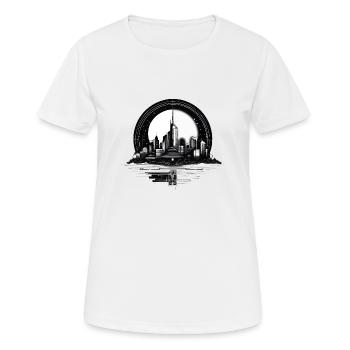 Architecture, City in Moonlight with Reflection - Women's Breathable T-Shirt - white - Front - AI Model Female 172 dark (172cm)