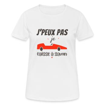 je peux pas j ai caisse à savon - T-shirt respirant Femme - blanc - Devant - AI Model Female 172 dark (172cm)