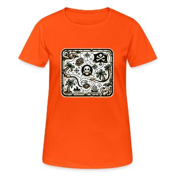 Treasure map - Women's Breathable T-Shirt - neon orange - Front - AI Model Female 172 dark (172cm)
