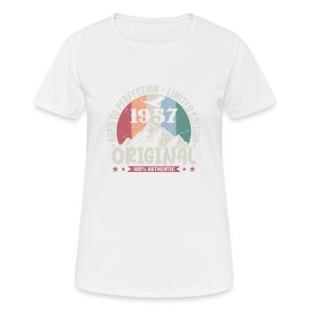 1957 Geburtstag 1957 Jahrgang Geburtstag 1957 - Frauen T-Shirt atmungsaktiv - Weiß - Vorne - AI Model Female 172 dark (172cm)