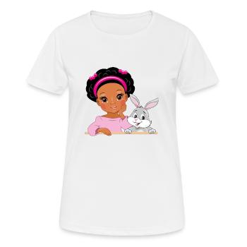 Süßes schönes Afro-Mädchen mit Kaninchen - Frauen T-Shirt atmungsaktiv - Weiß - Vorne - AI Model Female 172 dark (172cm)