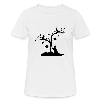 Chat - T-shirt respirant Femme - blanc - Devant - AI Model Female 172 dark (172cm)
