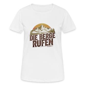 DIE BERGE RUFEN - Rustikales Schild Design - Frauen T-Shirt atmungsaktiv - Weiß - Vorne - AI Model Female 172 dark (172cm)