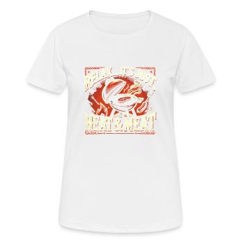 Entspannen Sie sich, es ist nur Hitze und Fleisch - Frauen T-Shirt atmungsaktiv - Weiß - Vorne - AI Model Female 172 dark (172cm)