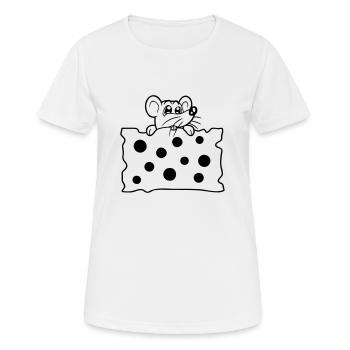 La souris mange d’énormes trous faim de fromage manger délicieux - T-shirt respirant Femme - blanc - Devant - AI Model Female 172 dark (172cm)