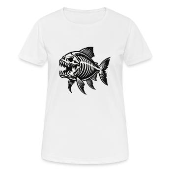 Squelette Piranha - T-shirt respirant Femme - blanc - Devant - AI Model Female 172 dark (172cm)