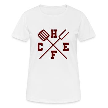 Cuisinier / chef: Chef - T-shirt respirant Femme - blanc - Devant - AI Model Female 172 dark (172cm)