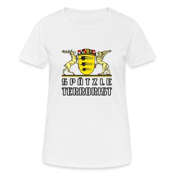 SPÄTZLE TERRORIST - Württemberg - Frauen T-Shirt atmungsaktiv - Weiß - Vorne - AI Model Female 172 dark (172cm)