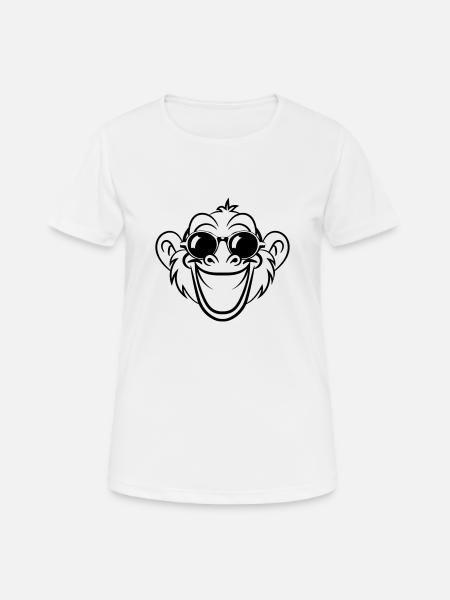 visage de rire de singe - T-shirt respirant Femme - blanc