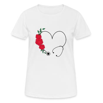 Floral Stethoscope Nurse - T-shirt respirant Femme - blanc - Devant - AI Model Female 172 dark (172cm)