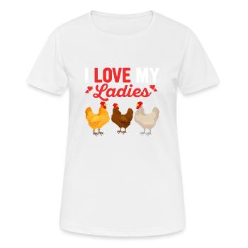 I Love My Ladies Hen Farming Chicken Daddy - Women's Breathable T-Shirt - white - Front - AI Model Female 172 dark (172cm)