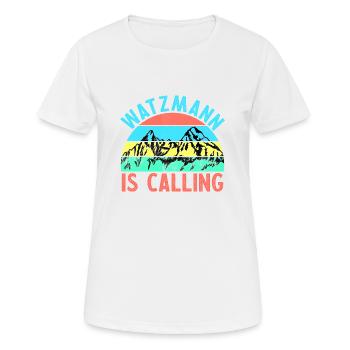 WATZMANN IS CALLING Schicksalsberg Berchtesgaden - Frauen T-Shirt atmungsaktiv - Weiß - Vorne - AI Model Female 172 dark (172cm)
