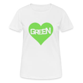 GREEN LOVE HEART - Frauen T-Shirt atmungsaktiv - Weiß - Vorne - AI Model Female 172 dark (172cm)