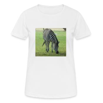 Close up of Zebra - Women's Breathable T-Shirt - white - Front - AI Model Female 172 dark (172cm)