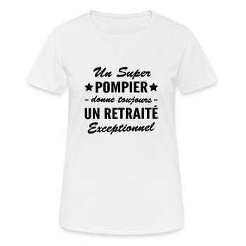 super pompier - retraité exceptionnel - T-shirt respirant Femme - blanc - Devant - AI Model Female 172 dark (172cm)