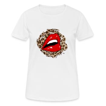 Lèvres de léopard - T-shirt respirant Femme - blanc - Devant - AI Model Female 172 dark (172cm)