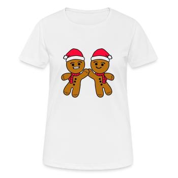 Lebkuchenmänner - Frauen T-Shirt atmungsaktiv - Weiß - Vorne - AI Model Female 172 dark (172cm)