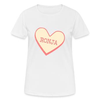 Ronja Nom Prénom Coeur de sucre rose - T-shirt respirant Femme - blanc - Devant - AI Model Female 172 dark (172cm)