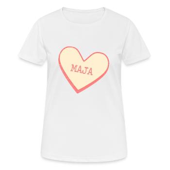 Maja Nom Prénom Pink Sugar Heart - T-shirt respirant Femme - blanc - Devant - AI Model Female 172 dark (172cm)