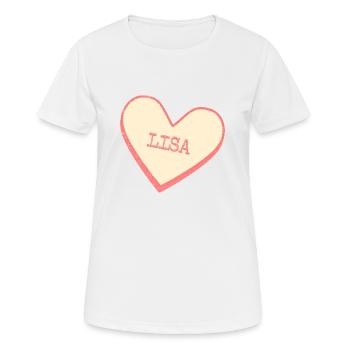Lisa Nom Prénom Pink Sugar Heart - T-shirt respirant Femme - blanc - Devant - AI Model Female 172 dark (172cm)