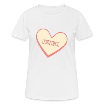 Jenni Nom Prénom Pink Sugar Heart - T-shirt respirant Femme - blanc - Devant - AI Model Female 172 dark (172cm)
