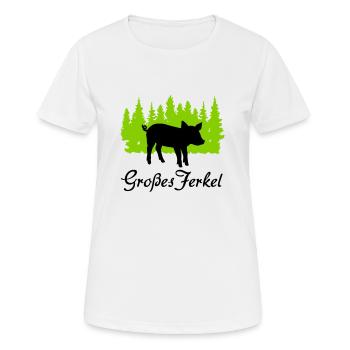 "Großes Ferkel: Frecher Charme" - Frauen T-Shirt atmungsaktiv - Weiß - Vorne - AI Model Female 172 dark (172cm)