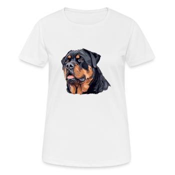 Hundekopf, Rottweiler, Illustration - Frauen T-Shirt atmungsaktiv - Weiß - Vorne - AI Model Female 172 dark (172cm)