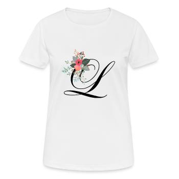 Lettre l fleuris - T-shirt respirant Femme - blanc - Devant - AI Model Female 172 dark (172cm)