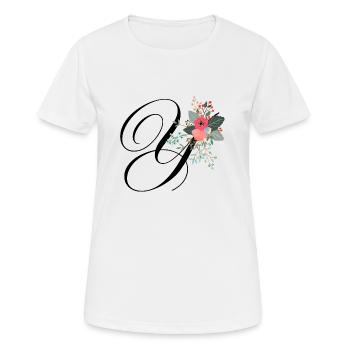 Lettre y fleuris - T-shirt respirant Femme - blanc - Devant - AI Model Female 172 dark (172cm)