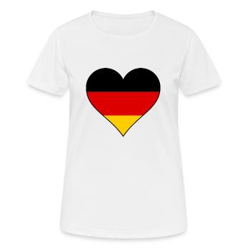 Deutschland Herz Nationalfarben - Frauen T-Shirt atmungsaktiv - Weiß - Vorne - AI Model Female 172 dark (172cm)