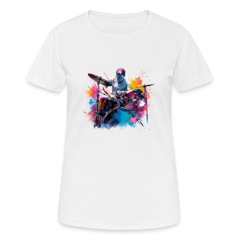 Schlagzeugspielen kann man lernen - Frauen T-Shirt atmungsaktiv - Weiß - Vorne - AI Model Female 172 dark (172cm)