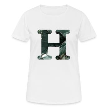 Lettre h marbré vert - T-shirt respirant Femme - blanc - Devant - AI Model Female 172 dark (172cm)