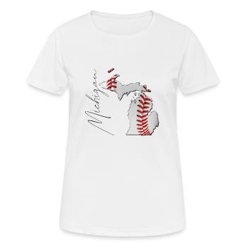 Michigan (États-Unis) | Vrai baseball | Carte Scpt - T-shirt respirant Femme - blanc - Devant - AI Model Female 172 dark (172cm)