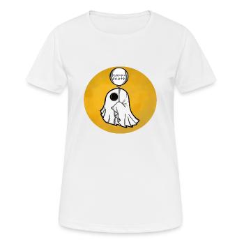 Halloween Ghost with a Balloon funny scary ghost - Women's Breathable T-Shirt - white - Front - AI Model Female 172 dark (172cm)