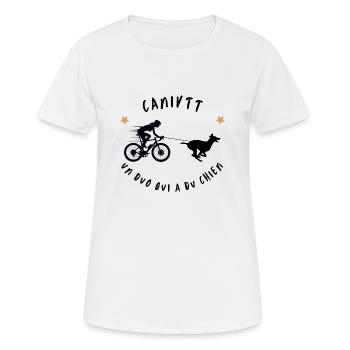Canivtt femme Bikejoring Canibike Canivélo - T-shirt respirant Femme - blanc - Devant - AI Model Female 172 dark (172cm)