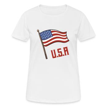 USA Fahne - Frauen T-Shirt atmungsaktiv - Weiß - Vorne - AI Model Female 172 dark (172cm)
