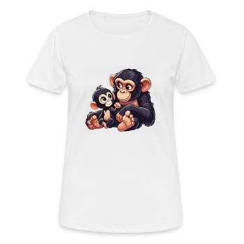 Mère chimpanzé avec enfant - T-shirt respirant Femme - blanc - Devant - AI Model Female 172 dark (172cm)
