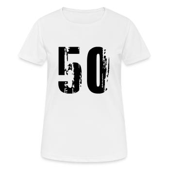 50 - Nummer - Frauen T-Shirt atmungsaktiv - Weiß - Vorne - AI Model Female 172 dark (172cm)