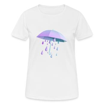 Regenschirm mit Tropfen - Frauen T-Shirt atmungsaktiv - Weiß - Vorne - AI Model Female 172 dark (172cm)