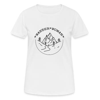 Wanderwoman wander woman Berg Bergsteigen Geschenk - Frauen T-Shirt atmungsaktiv - Weiß - Vorne - AI Model Female 172 dark (172cm)